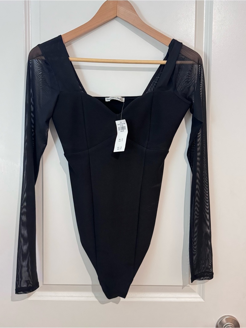 Abercrombie & Fitch Body Suit Long Sleeve Mesh Sleeves Med NWT Classy Layered